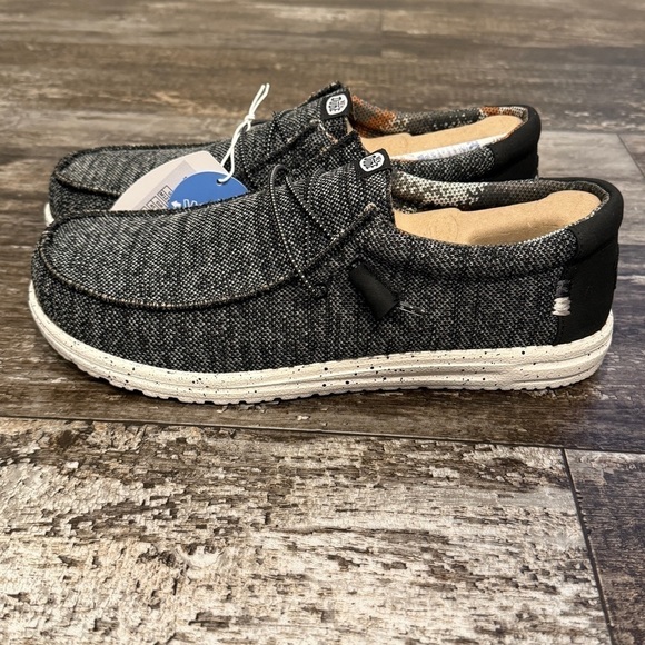 Hey Dude Wally Sox Stitch Wide Lace Up Loafers Shoes Mens 8EE Black White NEW - Picture 8 of 10